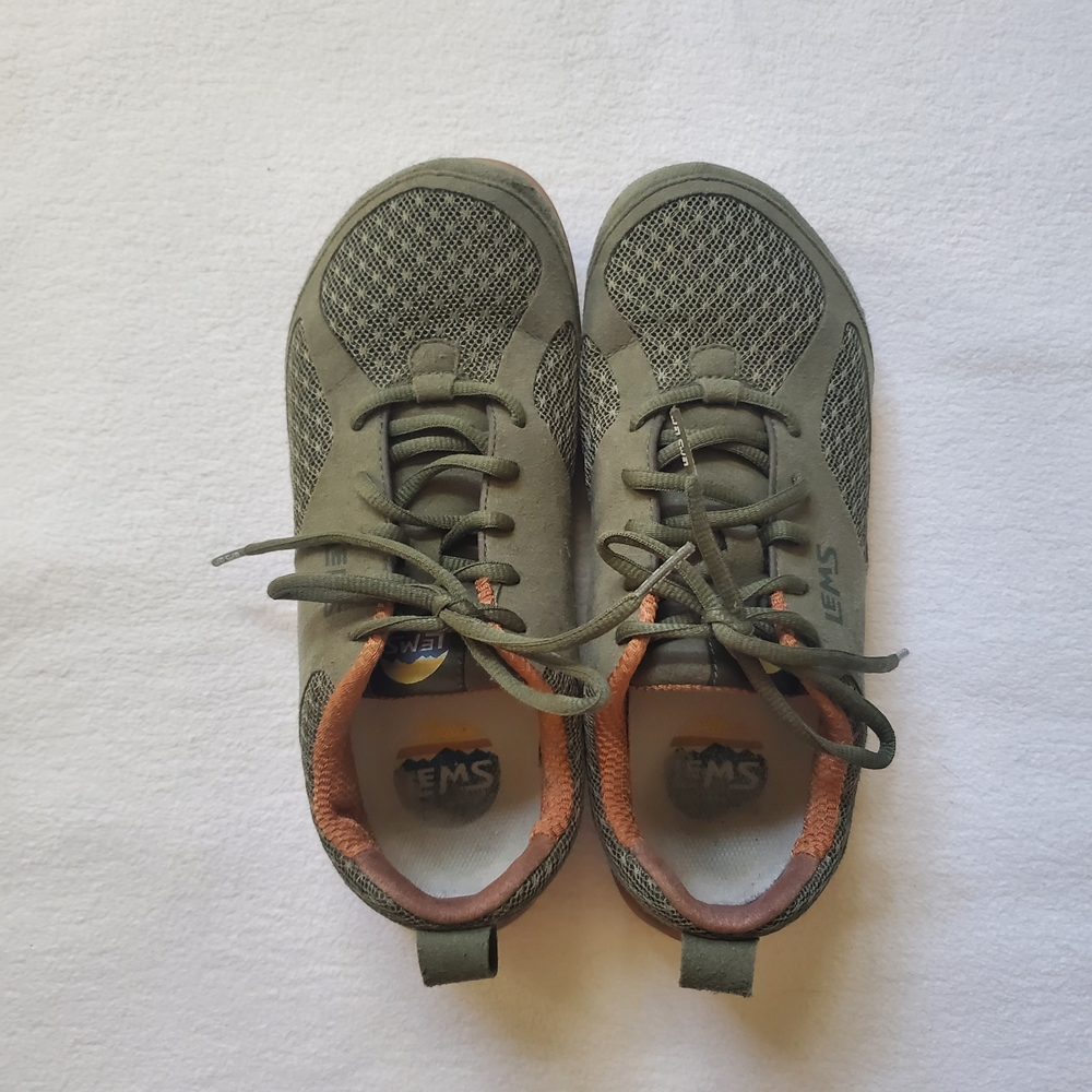 Gray and Green Athletic Shoes